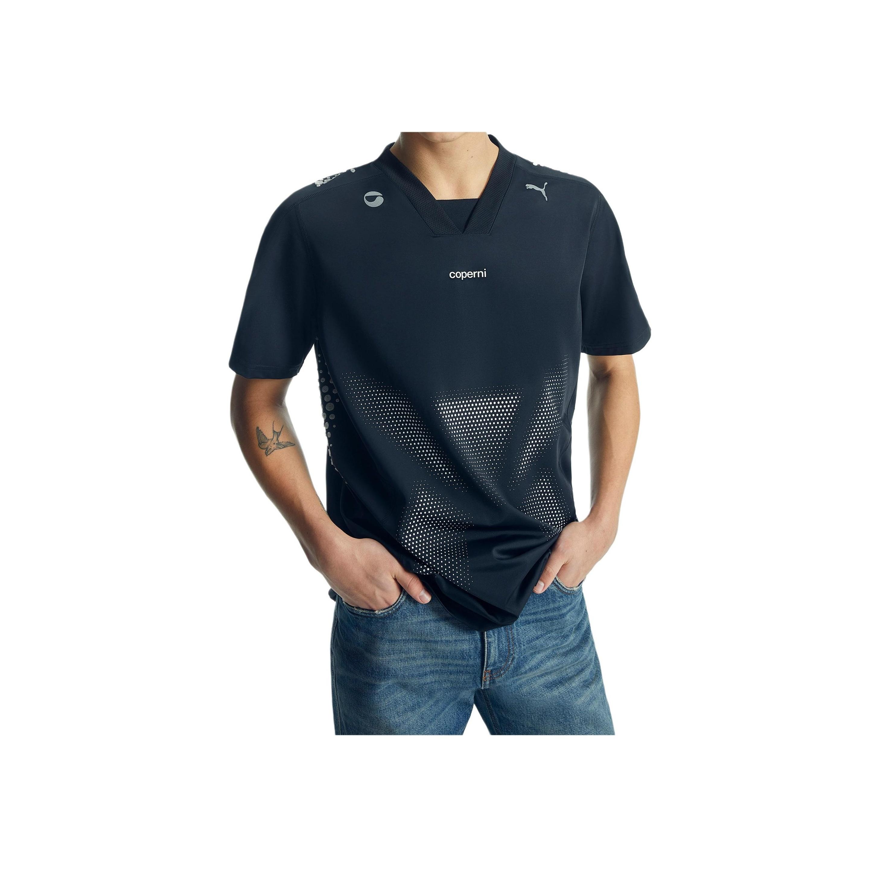 

Puma X Coperni Collaboration Logo Fashion V-Neck Short Sleeve T-Shirt SS24 Unisex Tops Black 627982-01 S