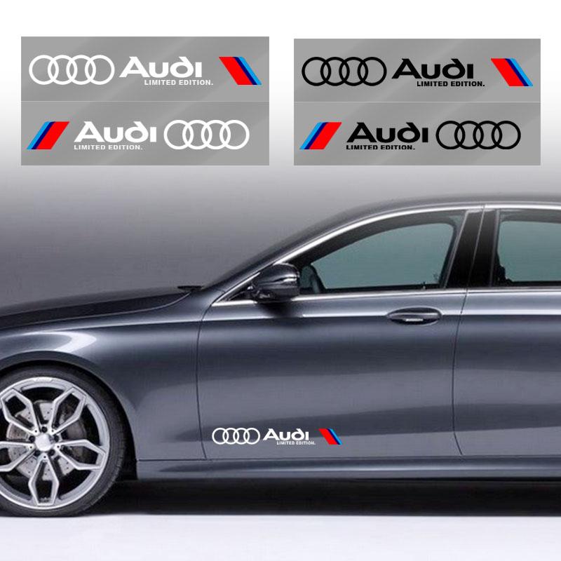 2Pcs Car Body Decoration Stickers Door Personalized Sporty Stickers For Audi A3 A4 B8 8P 8V A6 C7 A5 Q5 B7 B6 B9 QUTTRO RS Q3 Q7 S3 S4 S5 S6 S8