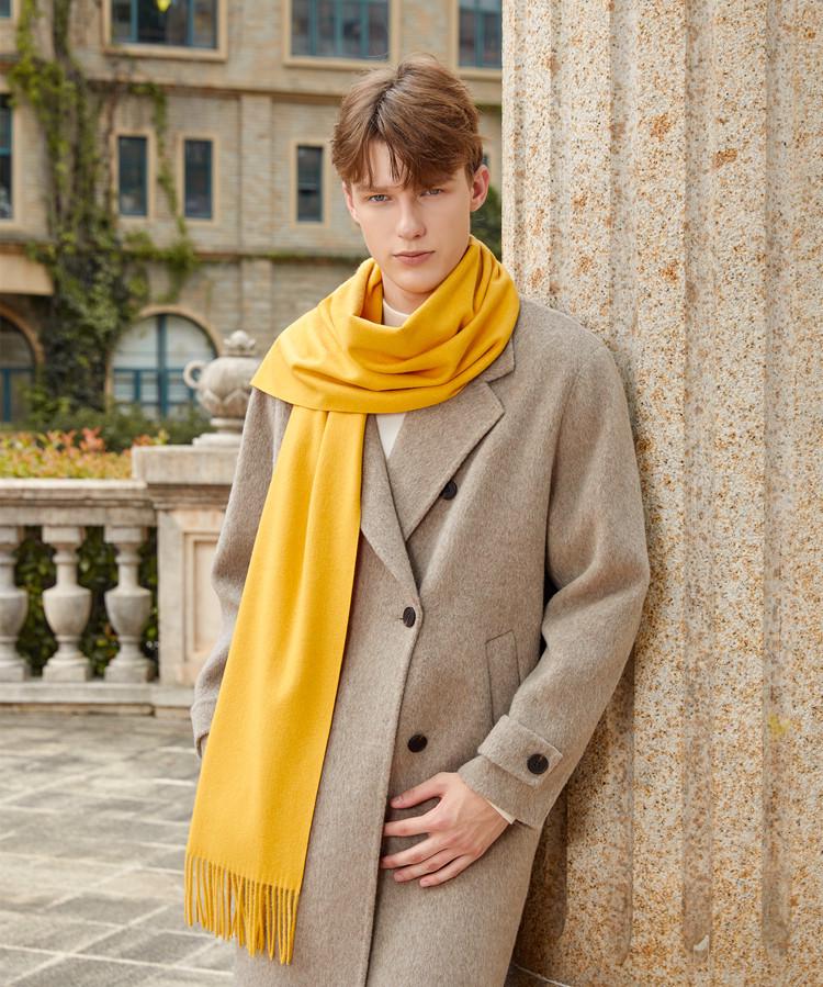Premium Wool Cashmere Scarf: Women's Thick, Versatile Shawl for Autumn/Winter, Solid Colors, Unisex Style.