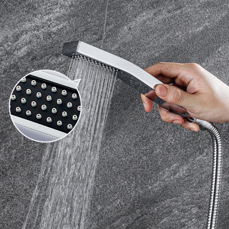 Copper Alloy Chrome-plated Square Hand Shower Set with ABS Hand Shower Stand Stainless Steel Hose Bathroom Shower Accessories
