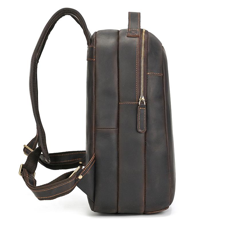 Retro Genuine Leather Schoolbag Backpack Bagpack Crazy Horse Leather Daypack Multifunction Men Bags Genuine Leather Bag
