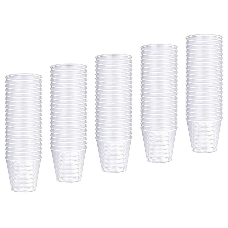 Pack of 100 Clear Plastic Shot Glasses 30ml Crystal Cups for Weddings Stackable Disposables Shot Glasses Party