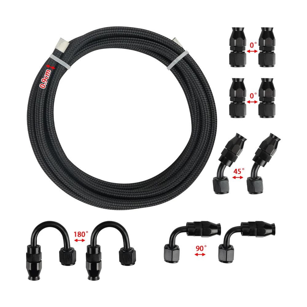 

3M 10PCS 12AN 10AN 8AN 4AN Комплект топливных шлангов из ПТФЭ, топливный шланг с нейлоновой оплеткой E85 с поворотным концом топливного шланга, комплект адаптеров