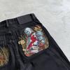 Jeans larghi Hip Hop Cavaliere Caduto Y2k Vintage Streetwear Harajuku Tasca Pantaloni Cargo Dritti Pantaloni di Jeans Unisex Uomo Donna