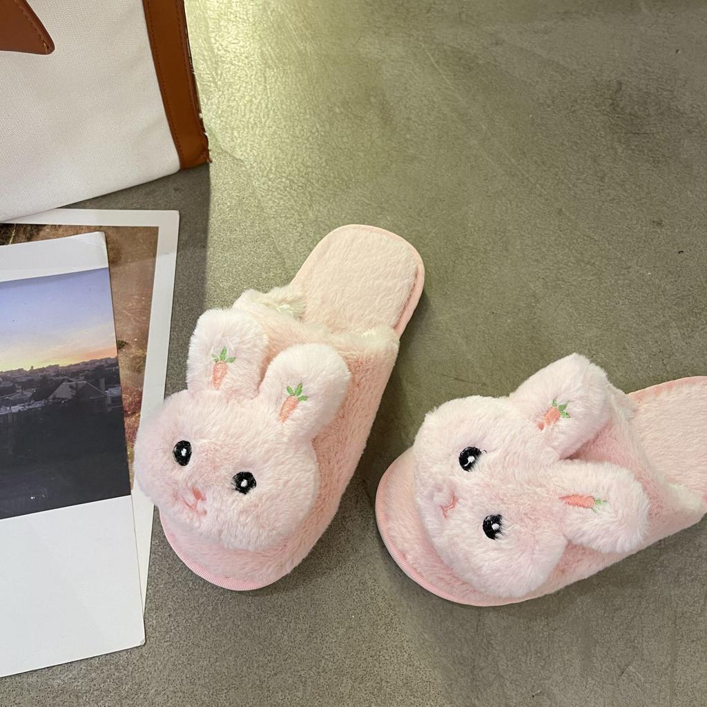 Indoor home non-slip warm plush cotton slippers casual wear soft bottom plush slippers women 2025 autumn and winter