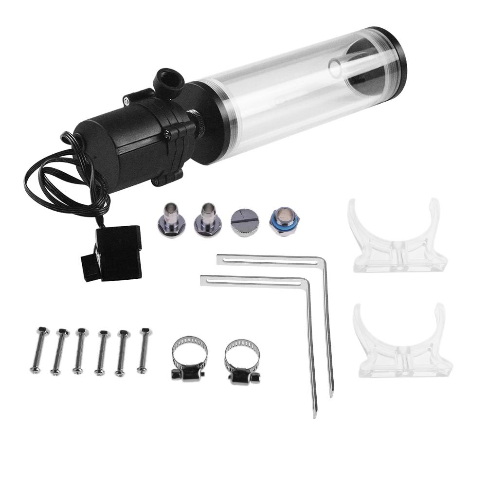 G1/4" Thread XHC8+160mm Cylinder Computer Water Tank 12V 19W PC Water Cooling SC600 Pump Radiator Waterblock Holder Kit For CPU