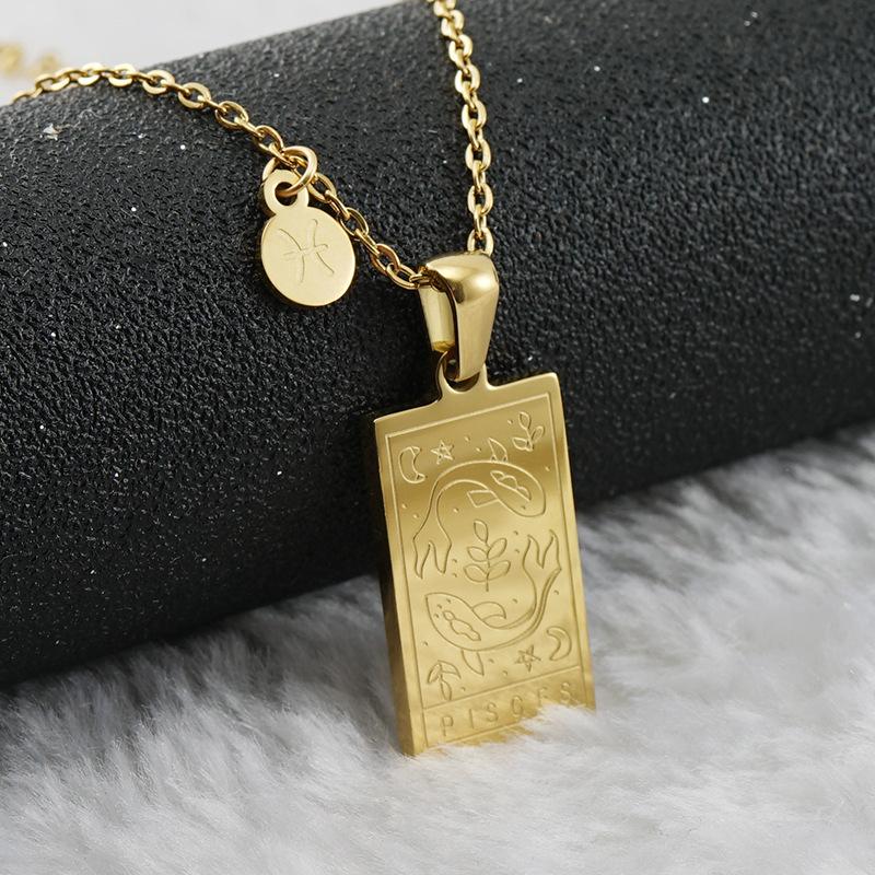 12 Constellation Necklace Women's 18K Exquisite Square 12 Constellation Tag Collarbone Chain 2026