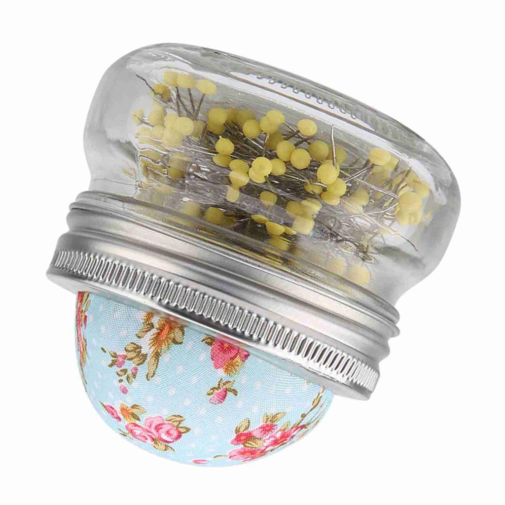 Sewing Pin Cushion Glass Bottle Round Pearl Large Headed Pins Holder DIY Sewing Kit
