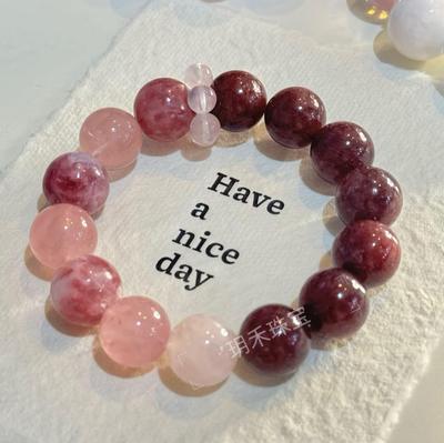 Autumn New Arrival: Natural Crystal Cherry Strawberry & Pink Grapefruit Quartz with Pink Emerald Accents