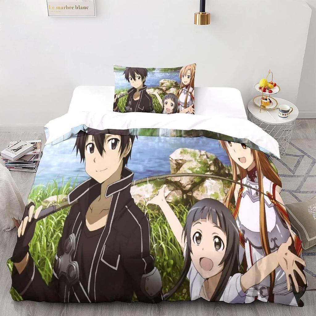 Anime Sword Art Online Duvet Cover Pillowcase Bedding Set Adult Boy Girl Bedroom Decoration Children Gift Single Double Size