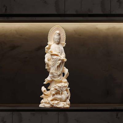 Dragon Guanyin Bodhisattva Buddha Figure Statue- Resin Sculpture Chinese Buddha StatuesHome Room, Office Feng Shui Statue