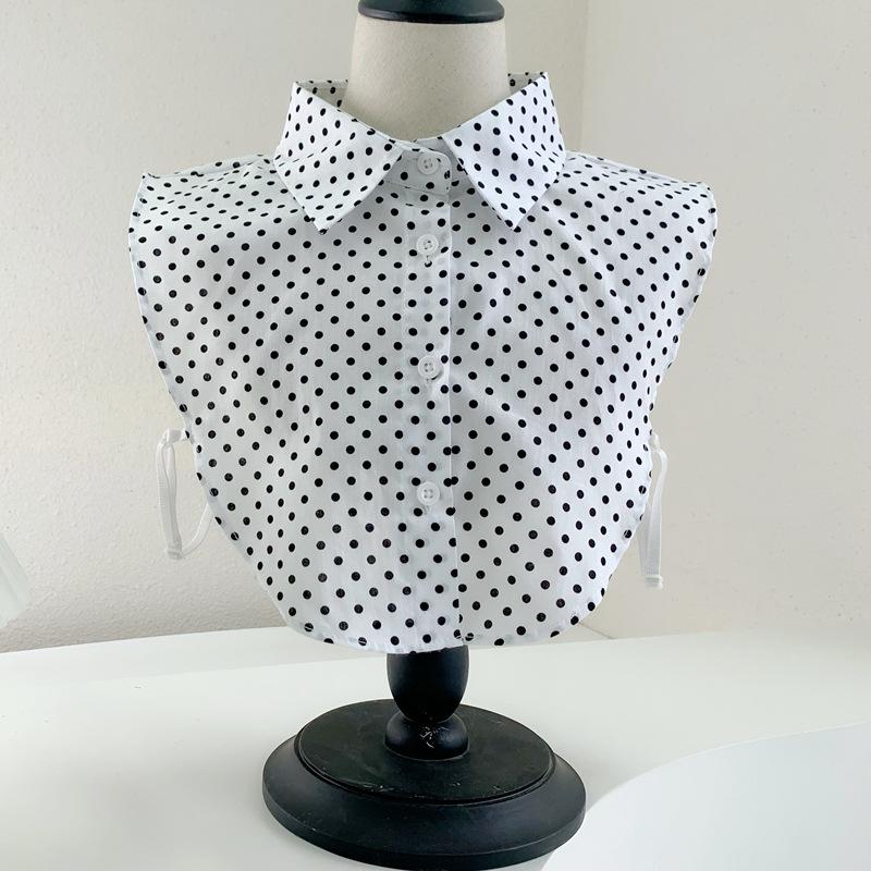 Fake Collar, Women'S Shirt, Fake Collar, Black And White Polka Dot Doll Collar, Bottom Inside, Shirt Collar.