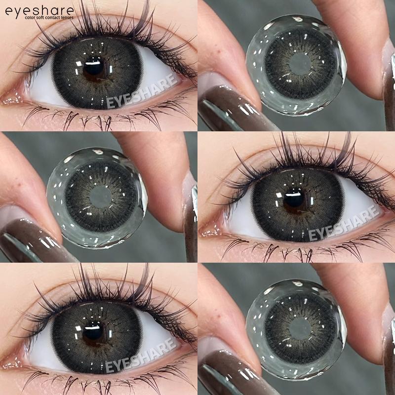 EYESHARE Brown Colored Contact Lens Natural Soft Contact Lenses for Eyes Fashion Decoration 14.2mm Yearly 2pcs=1 Pair