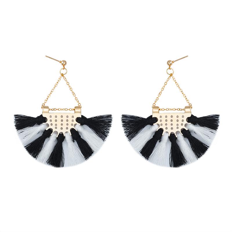 Ethnic Style Fashion Fan-shaped Tassel Earrings Bohemian Earrings Personalized Ear Jewelry ARI