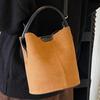 Frosted bucket bag women's 2025 autumn new fashion commuter handbag retro suede shoulder messenger bag