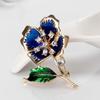 Fashionable High-end Women Flowers Brooch All-match Elegant Sparkling Rhinestone Breastpin Pin Party Jewelry Christmas Gift