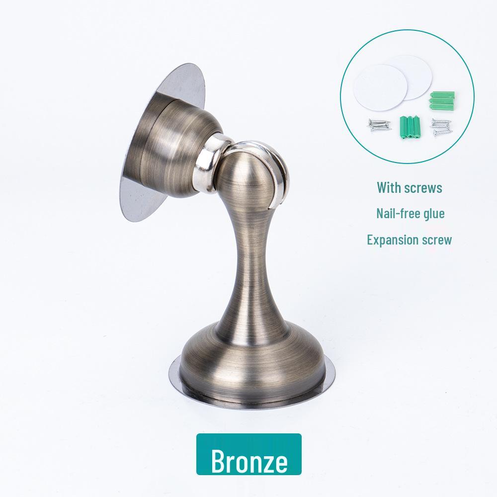 Silent Magnetic Stainless Steel Door Stopper - No-Drill, Anti-Collision, Thickened Design for Bedroom and Luxury Doors.