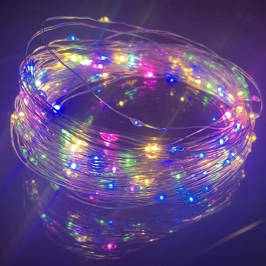 10PCS 10/20M Fairy Lights Měděná stříbrná drátěná krabička na baterie LED řetězová světla pro vánoční ložnici Party Svatební dekorace Dárky