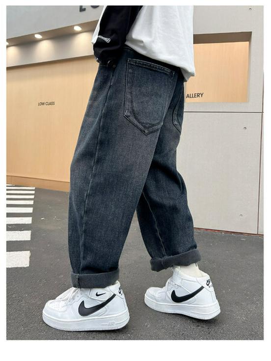 Boys' Plush Lined Jeans - 2025 Autumn/Winter Casual Fashion for Middle and Older Children