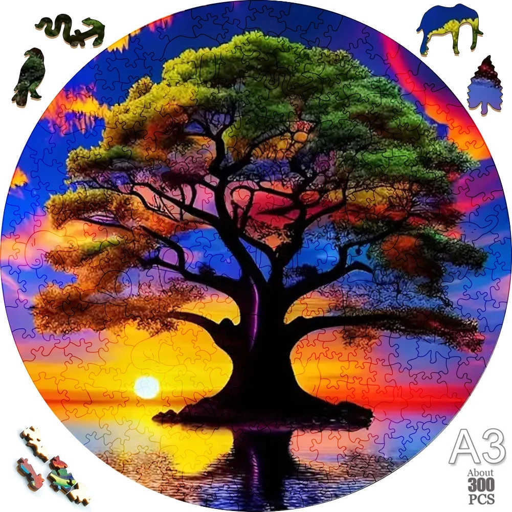 Wooden Puzzles Flowers Art Decoration Irregular Shape Puzzle Board Set Puzzle Toys for Adults Family