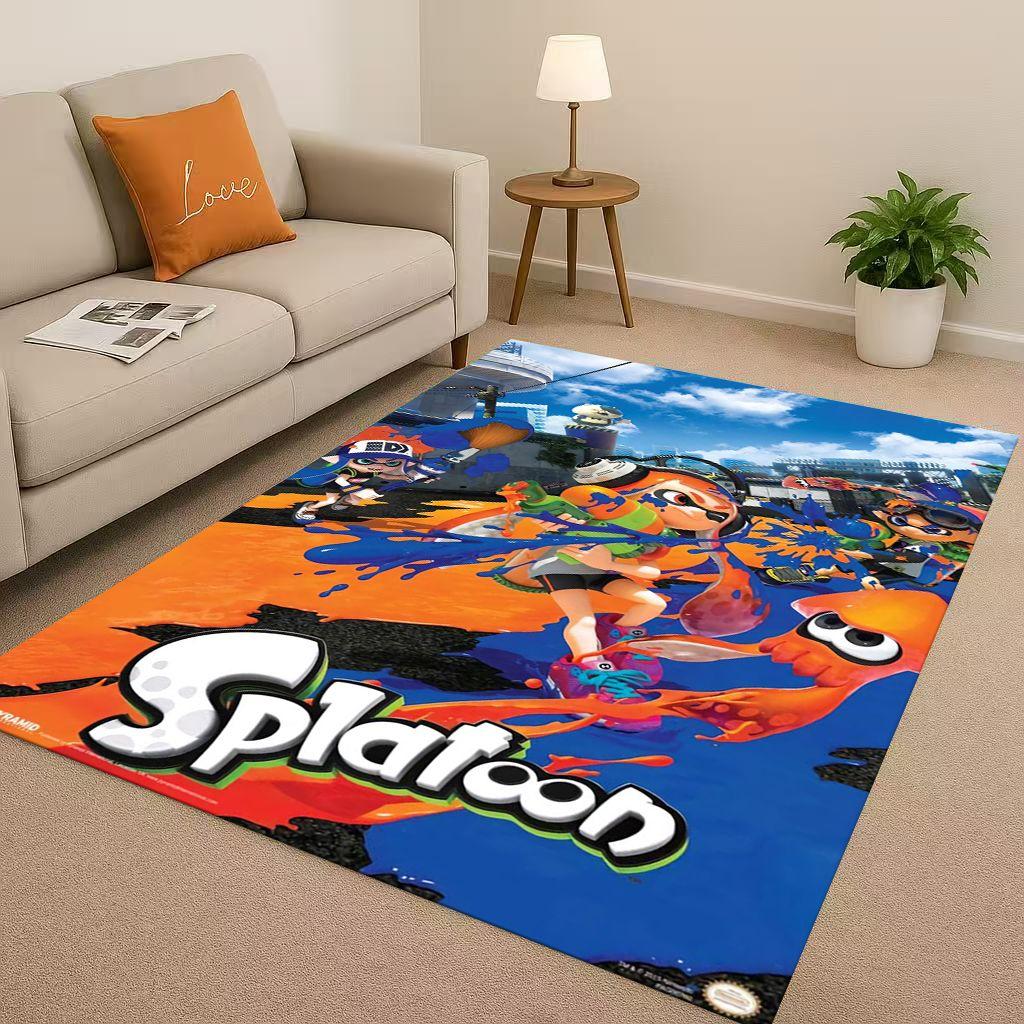 3D Splatoon Game Cartoon Living Room Non Slip Area Rug Soft Carpet for Bedroom Playroom Sofa,Easy Clean Home Decor Doormat