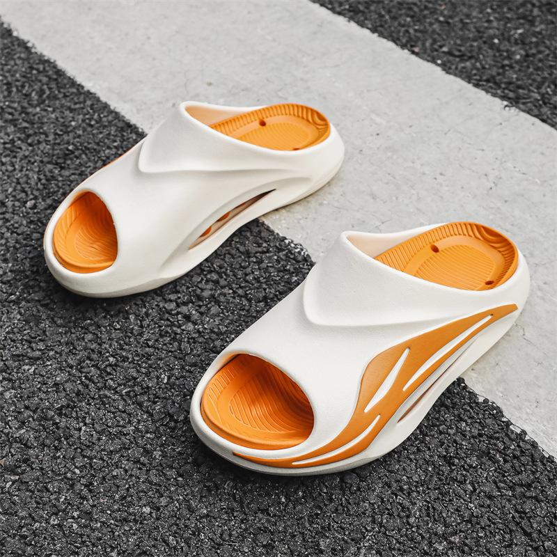 Sports slippers summer bathroom bath leaking two-color one-word outdoor beach mop soft bottom