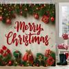 Merry Christmas Shower Curtain, Bathroom Decorative Shower Curtain, Home Decoration Christmas Gift Curtain with Hooks