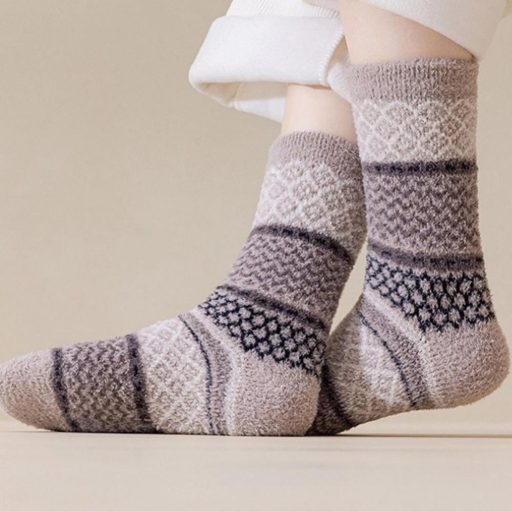 Fashion Autumn Winter Coral Fleece Socks Thicken Warm Sleep Socks Soft Half Fleece Medium Tube Sock For Women Girls