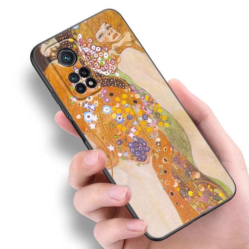 Custodia per telefono in silicone nero con arte Gustav Klimt Il Bacio per Xiaomi Mi 9 SE 8 10T 11 12 13 Lite 9T 11T 12S 12T 13T 14 Pro 5G NE 11i 12X