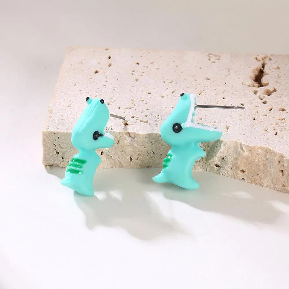 

New trendy Animal Cartoon Resin Stud Earring for Women Cute Dinosaur Little Dog Whale Clay Bite Ear Jewelry Funny Girls Gift
