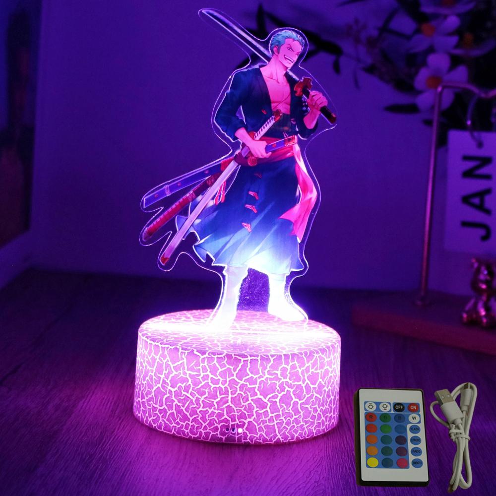 Actionfigur One Piece Luffy Zoro Anime Figuren 3D Lampe PVC Action Sammlermodell Spielzeug LED Nachtlicht Kinder Weihnachtsgeschenk