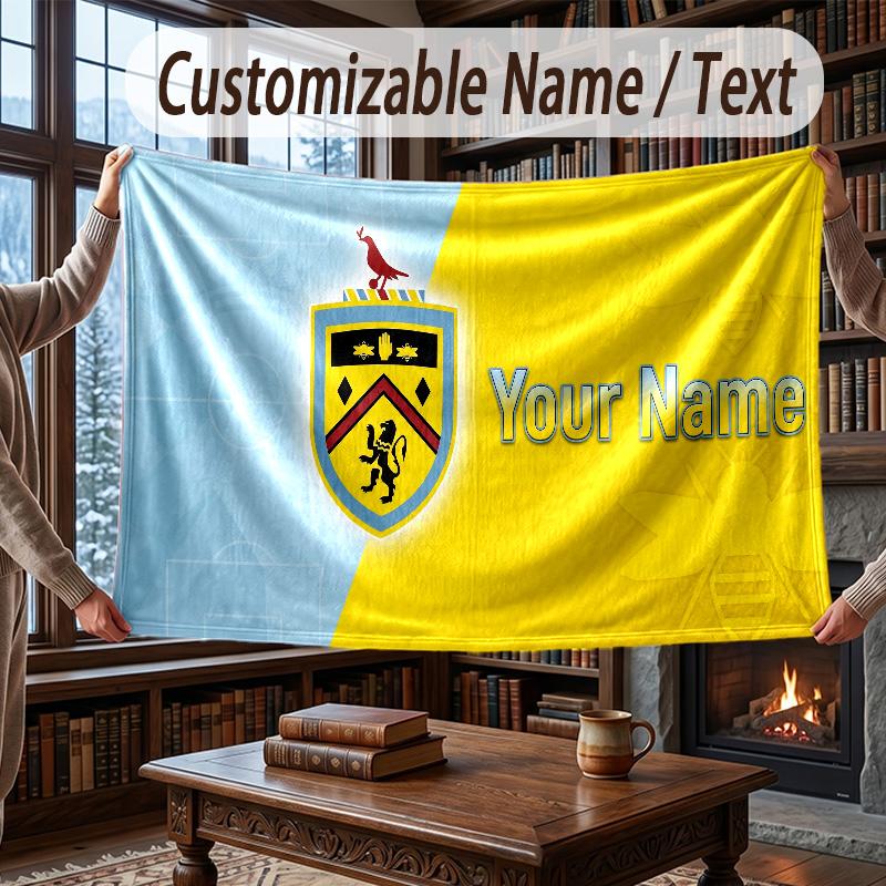 Kişiye Özel İsimli Flanel Battaniye Burnley Futbol Desenli Sıcak Ev Dekorasyonu