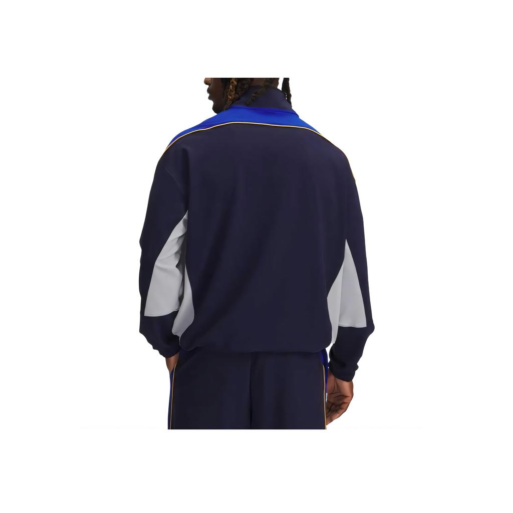 Under Armour Best Level Tricot Comfortable Skin-Friendly Trendy Color Block Brand Logo Jacket Men Jacket Navy-Blue 6000655-410