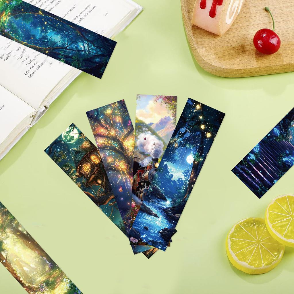 30pcs/60pcs Mysterious Forest Bookmark Simple Handheld Art Creative Material Ins Reading Paper Bookmarks Can Be DIY