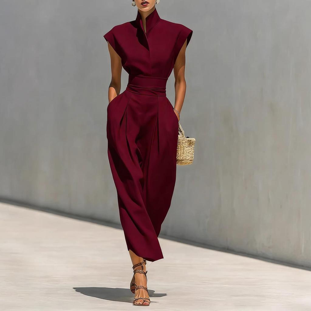 2026 European & American Style Women's Spring/Summer High-Waisted Skirt & Loose High-Neck Top Dress