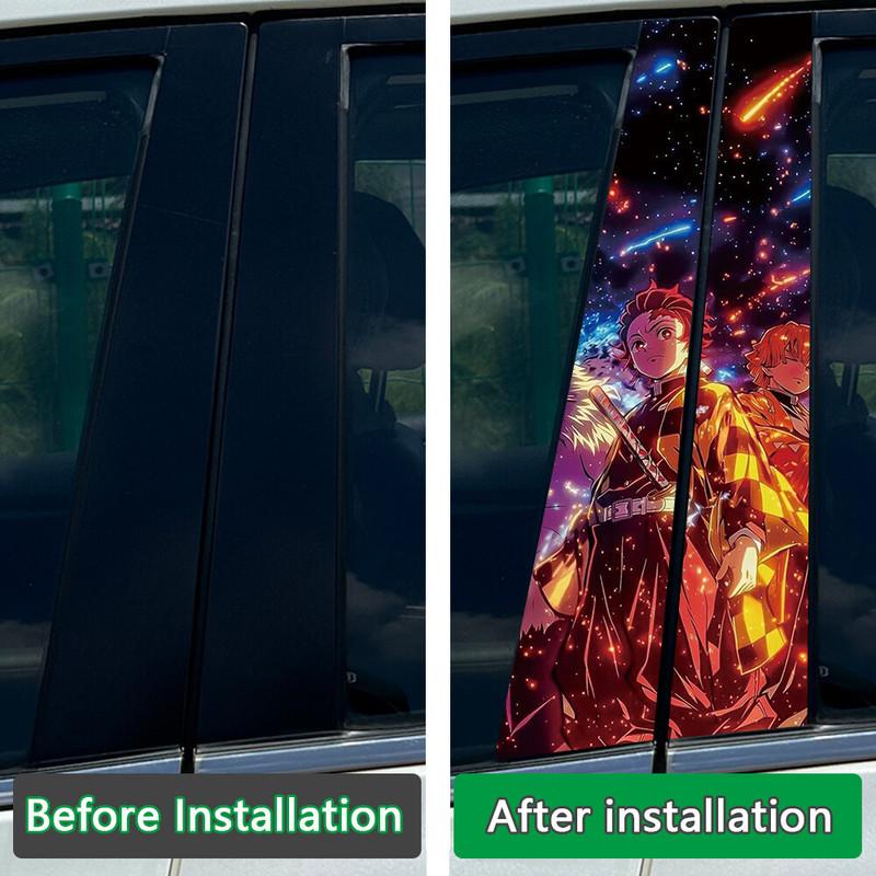 1/2X Demon Anime Boy Car Center Pillar Sticker B Pillar Protective Film Decoration