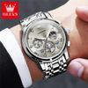 OLEVS 2856 Men's Quartz Watches Skeleton Flywheel Chronograph Classic Fashion TOP Brand Watch for Men Moon Phase Waterproof