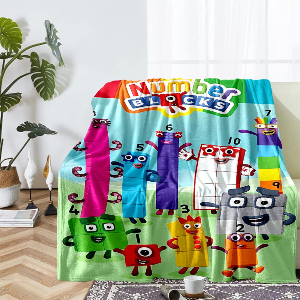 Coperta stampata a tema Numberblocks - Perfetta per divano, letto, viaggi e uso all'aperto | Lavabile in lavatrice, accogliente e resistente.