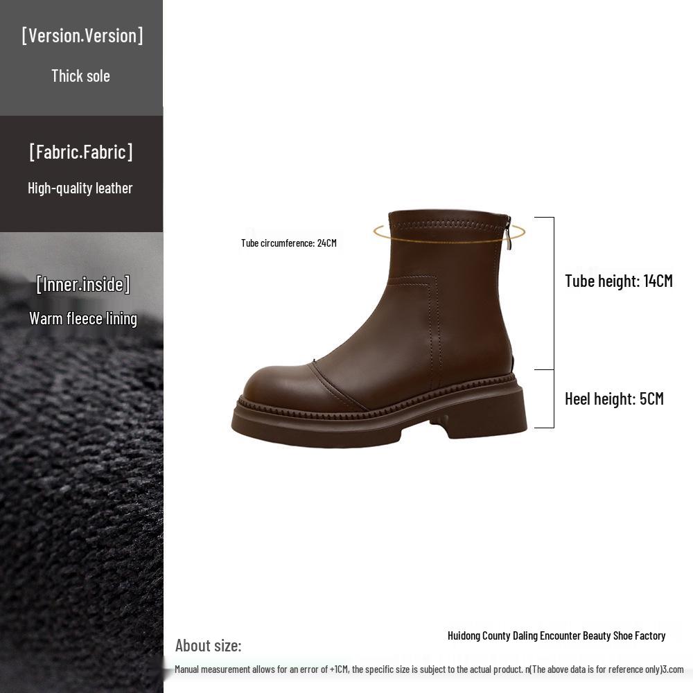 

Женские ботильоны из натуральной кожи - 8 см скрытый каблук, Мартин в британском стиле на толстой подошве, идеально подходят для осени и зимы. Size 36