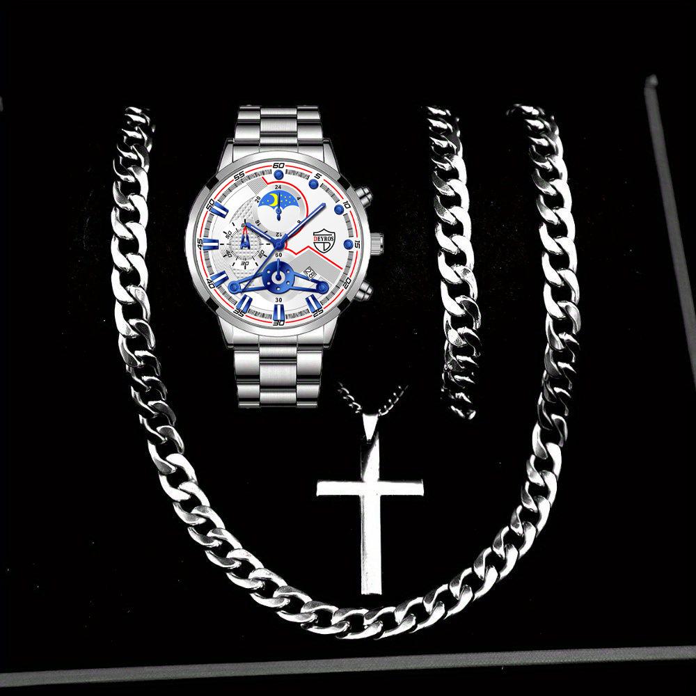 Watch Four-Piece Men S Accessories Watch Necklace Bracelet Cross Necklace