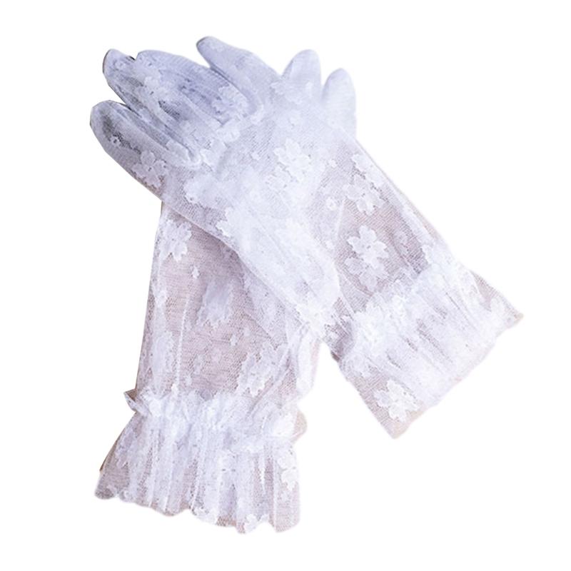 

Breathable Lace Flower Wedding Gloves Sheer Gloves for Bride Bridesmaids Special Occasion Photography Accessory Handwear белый