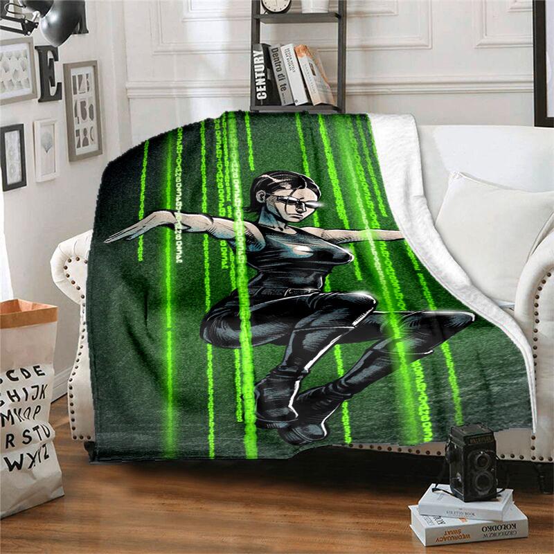 1pc Matrix Code Rain Cartoon Blanket,Portable Throw for Travel & Camping, All Season Cozy Blanket,Ideal Gift
