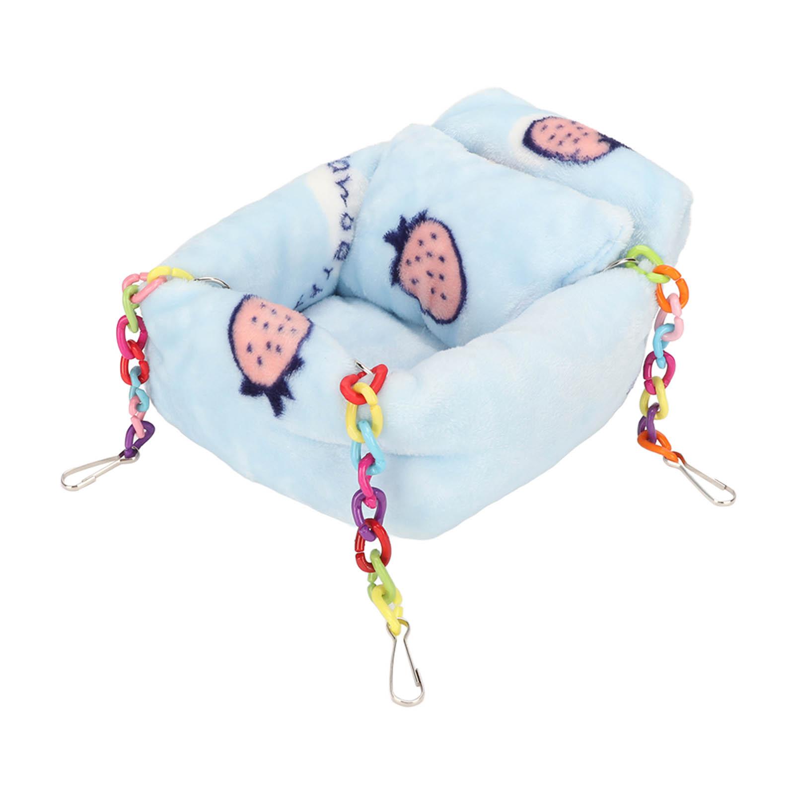 

Hamster Hanging Warm Bed Strawberry Pattern Small Animal Plush Hammock Bed with Pillow for Hamster Hedgehog Squirrel Rat S