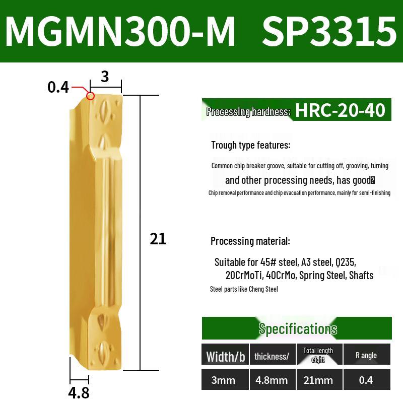 CNC Grooving Blade MGMN300/400-M for Stainless Steel, Ceramic, Aluminum Lathe Parting Tool Inserts