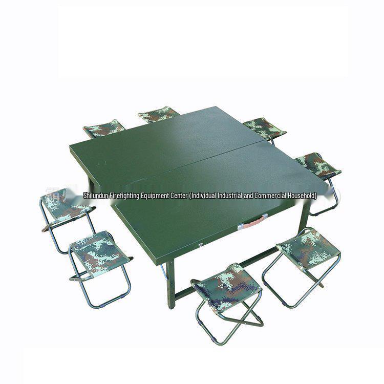 Mesa Plegable Portátil para Camping y Sillas, Set Color Verde Militar