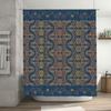 Blue Floral Pattern Shower Curtain With Metal Hook For Bathroom Decoration