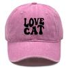 LOVE CAT" Print Snapback Baseball Hat, Animal Dad Hat Sporting Non-Stretch Fabric Lightweight Adjustable Buckle Adjustable Baseball Cap