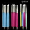 5Pcs 2 Way Nail Art Acrylic Silicone Point Flower Nail Pen Stainless Steel Dotting Tools Marbleizing Painting Pens