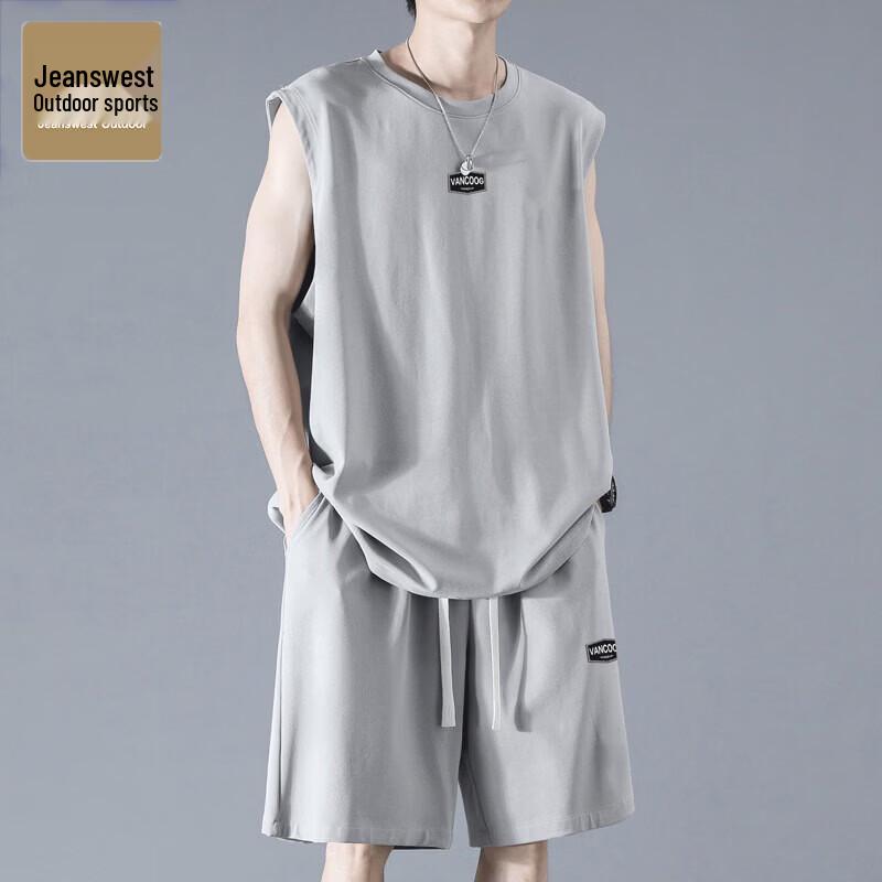 JEANSWEST OUTDOOR Men s Casual Sleeveless T-shirt & Shorts Set L