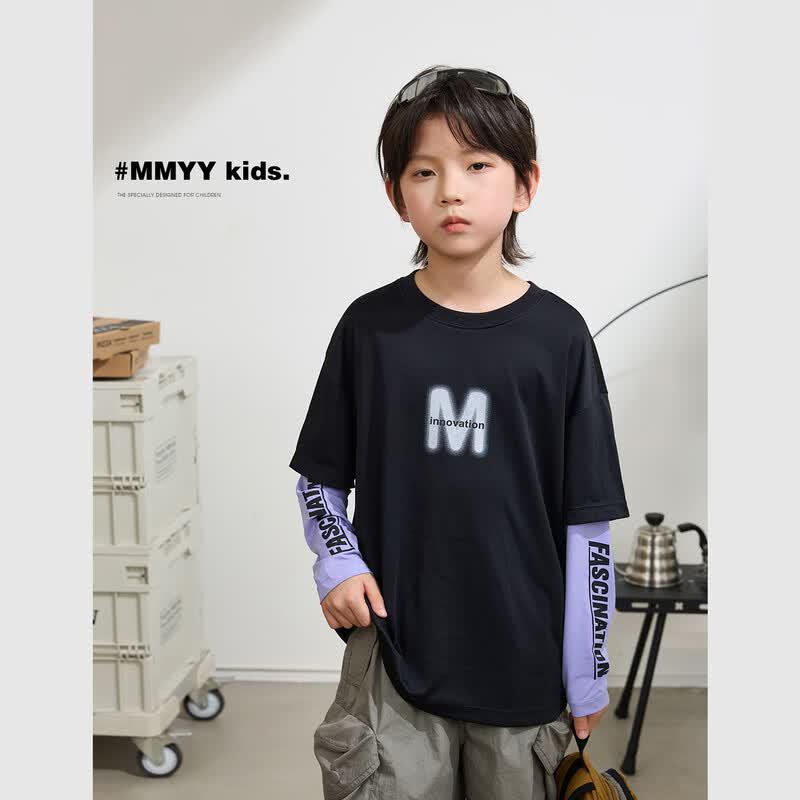 Boys  Quick Dry Faux 2-Piece Sport T-Shirt 9914D 130 чёрный